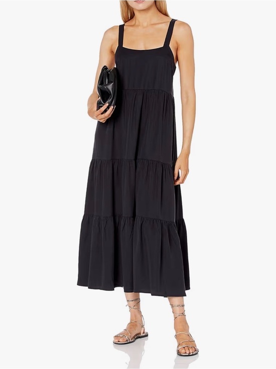 The Drop Dresses & Skirts - The Drop Britt Maxi Dress Black Tiered Boho Resort Sundress Medium Large 2XL